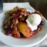 Peach and Blueberry Crisp with Ice Cream -- YUM! Peach and Blueberry Crisp with Ice Cream -- YUM!