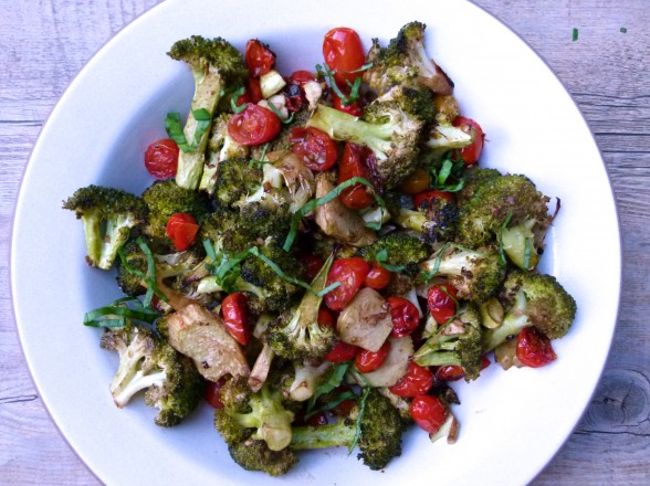 Balsamic-Roasted Broccoli and Cherry Tomatoes