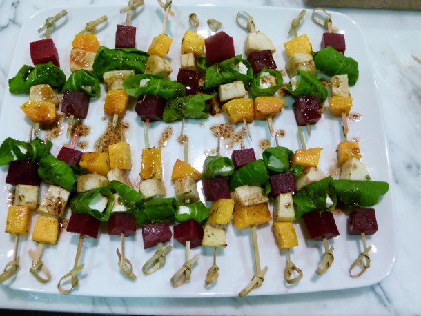 butternut squash, beet and apple skewers|pamela salzman