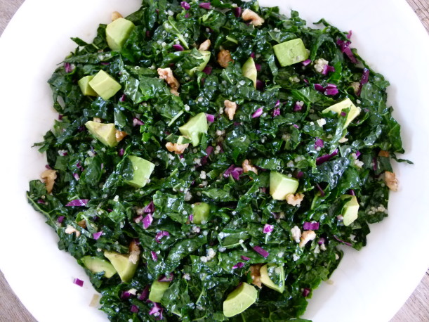 How do you use fresh kale in a salad recipe?