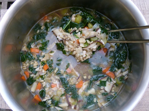 shiitake mushroom-barley soup with kale