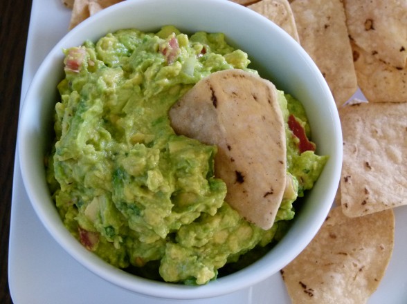 perfect guacamole and baked tortilla chips
