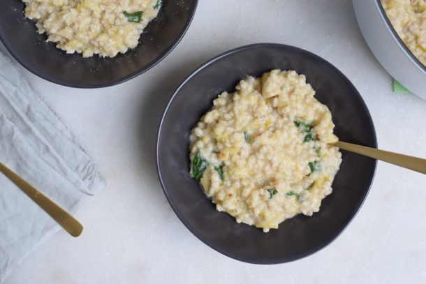 Artichoke and Spinach Barley "Risotto" | Pamela Salzman