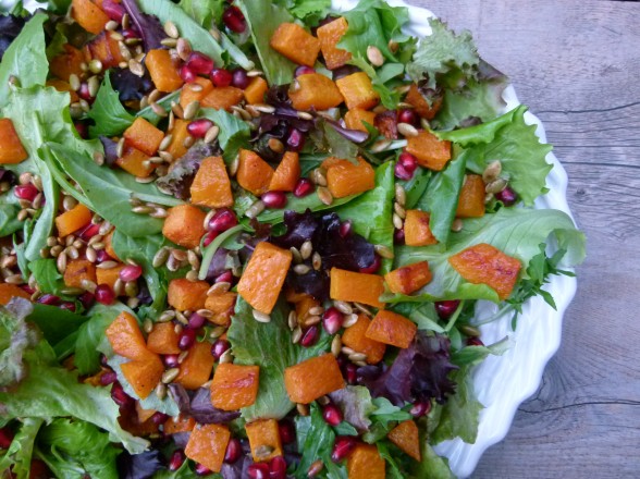 butternut squash salad with pomegranates and toasted pumpkin seeds | pamela salzman