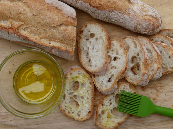if you decide to grill bread, brush with a little olive oil first