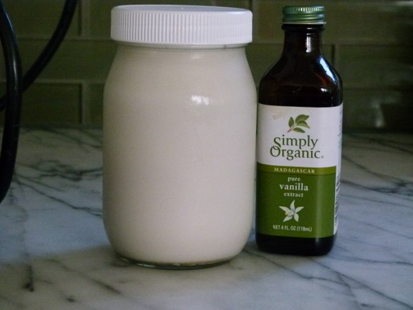homemade almond milk and pure vanilla extract