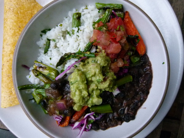 rice and bean burrito bowl