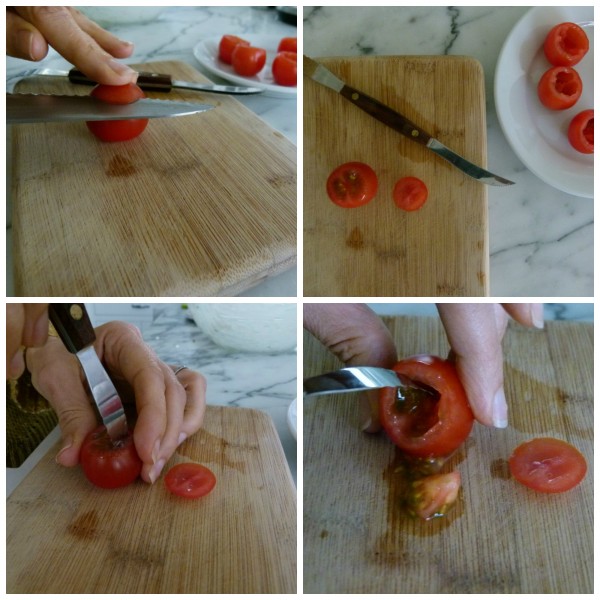 hollowing out cherry tomatoes