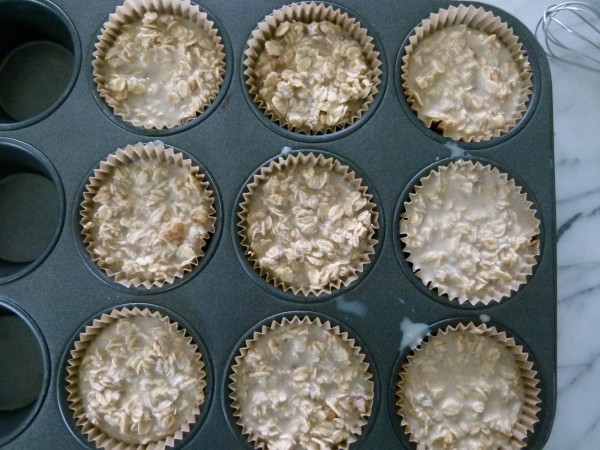 mixture in the muffin liners