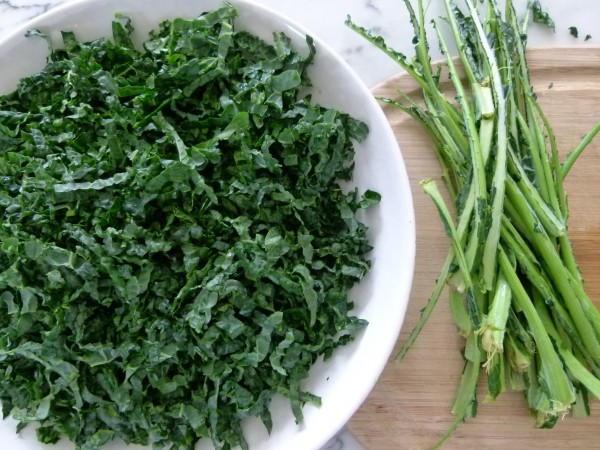 Stem the kale and slice super thin