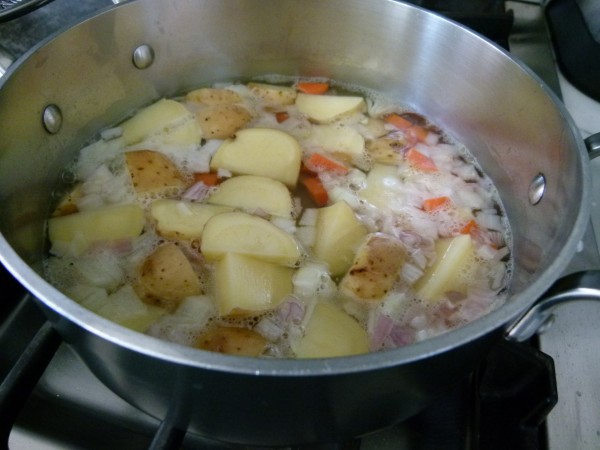 cook the veggies in water, but cover them