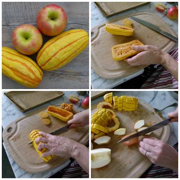 prepping delicata and apples