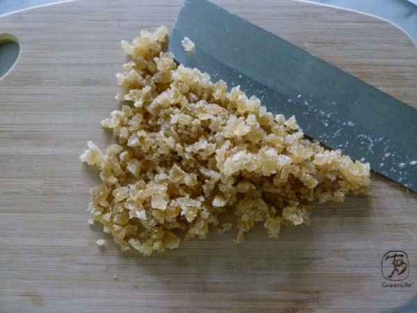 chopping crystallized ginger