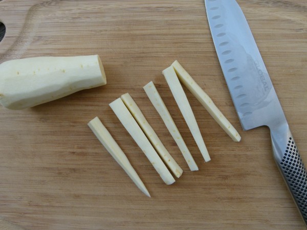 then cut each half into 1/2inch sticks