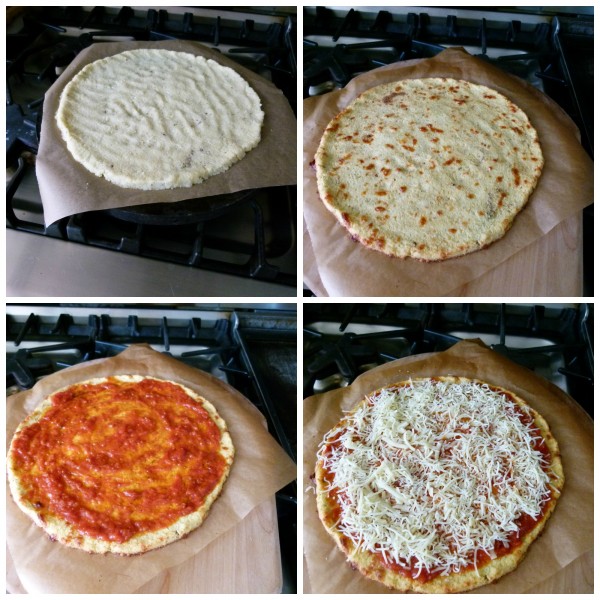 cauliflower crust pizza in the making