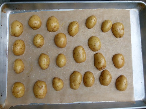 roast potato halves cut-side down