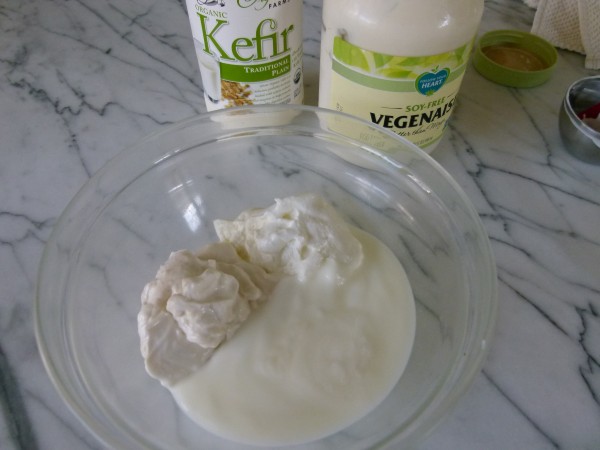 Kefir, Vegenaise and Greek yogurt