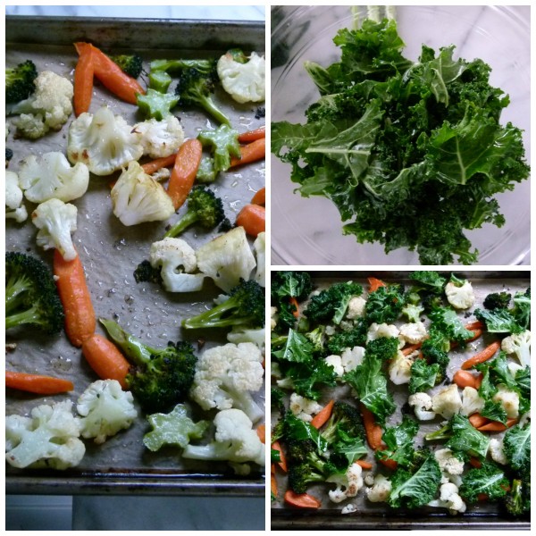 After you roast your vegetables, add kale and roast some more