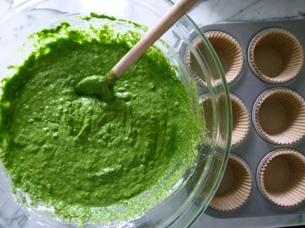 batter made green from pureed spinach 