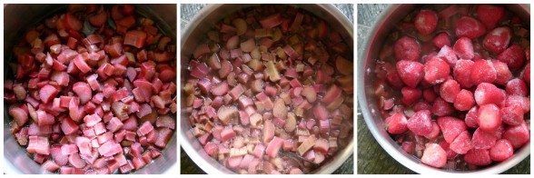 strawberry-rhubarb sauce in the works