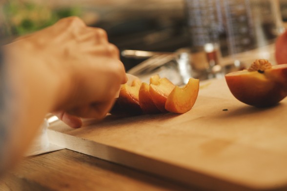 Ripe, but firm peaches that smell fragrant