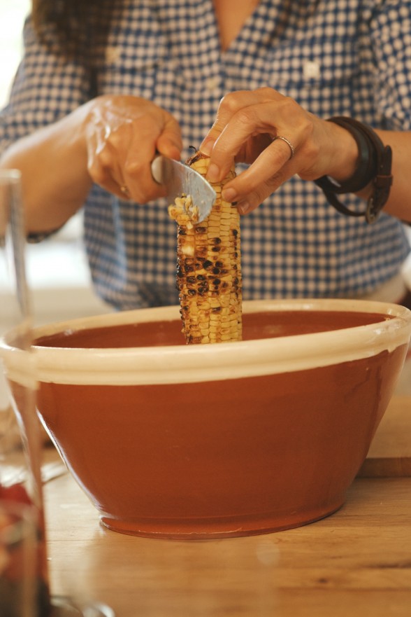 cut corn right into the bowl