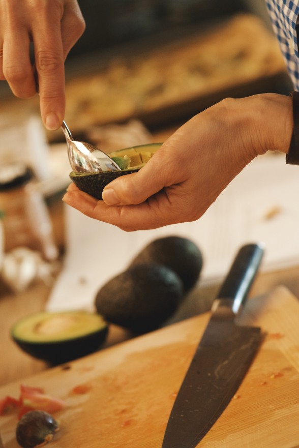 cube the avocado right in the shell