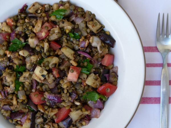 lentil and grilled eggplant salad | pamela salzman