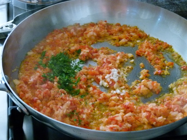 saute onions and minced peppers