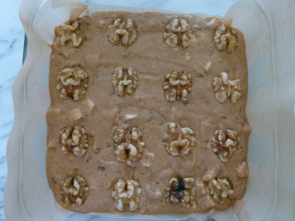 add walnuts to the top of the cake 