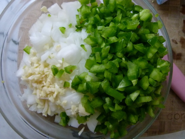 diced green pepper, onion and 