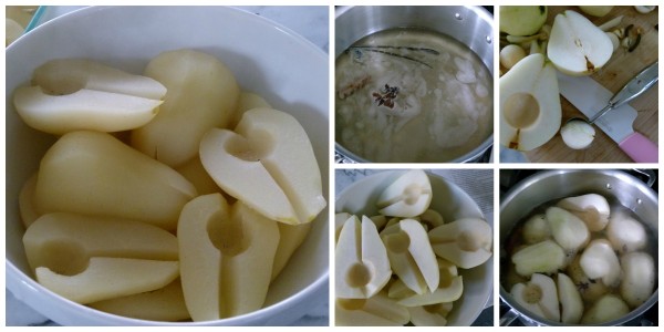 making the poached pears