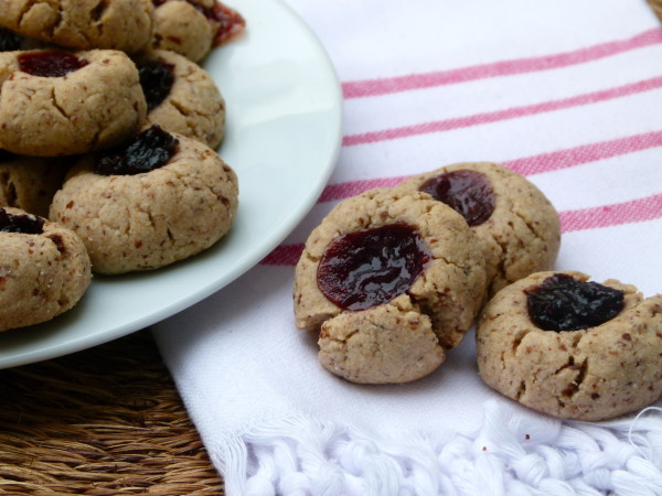 vegan whole wheat-almond thumbprint cookies | pamela salzman