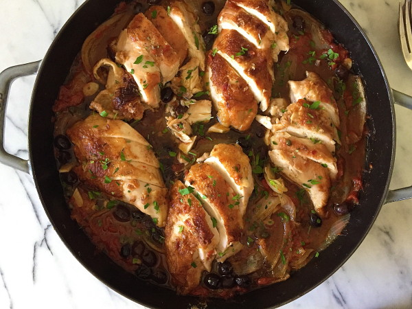 baked chicken with tomatoes, olives and capers | pamela salzman