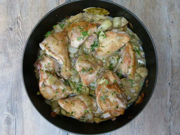 baked chicken with artichokes and capers | pamela salzman
