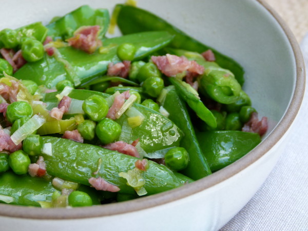 three pea and turkey bacon sauté | pamela salzman