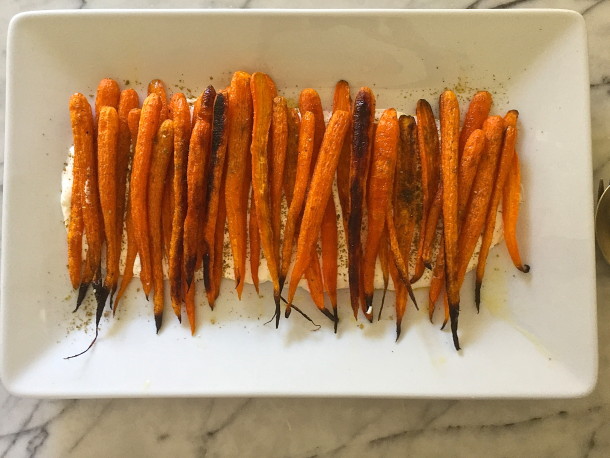 roasted carrots with garlic yogurt | pamela salzman