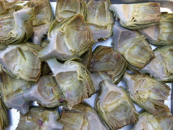 artichokes cleaned and steamed