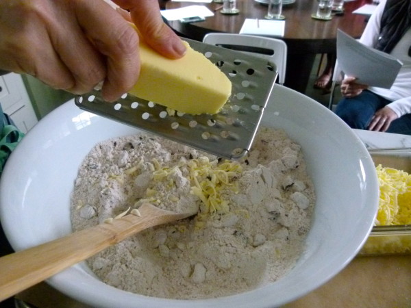 grate butter to keep it in pieces