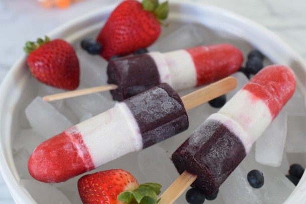 all-natural red, white and blue popsicles | pamela salzman