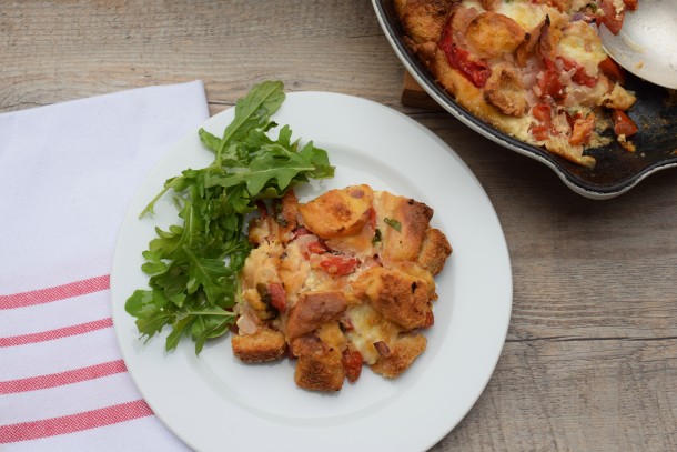 tomato, roasted pepper and basil strata | pamela salzman