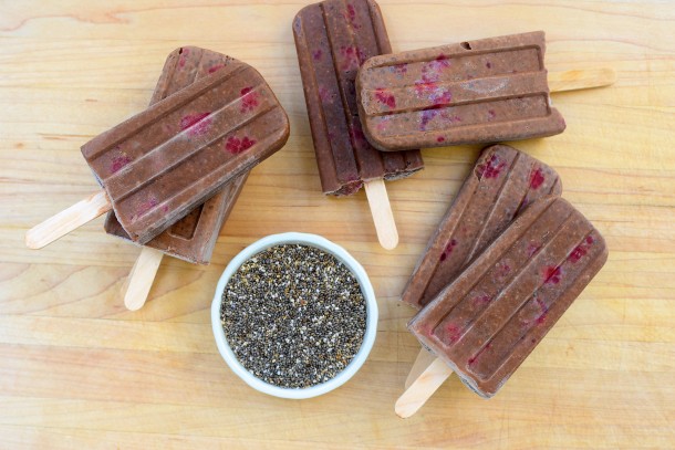 Chocolate Chia Raspberry Popsicles | Pamela Salzman