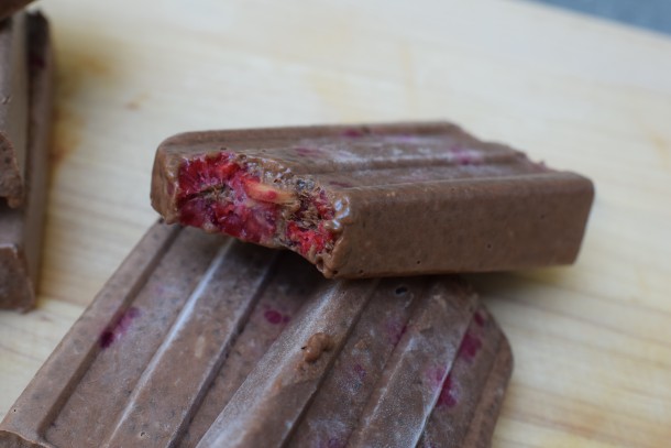 chocolate chia raspberry popsicles | pamela salzman