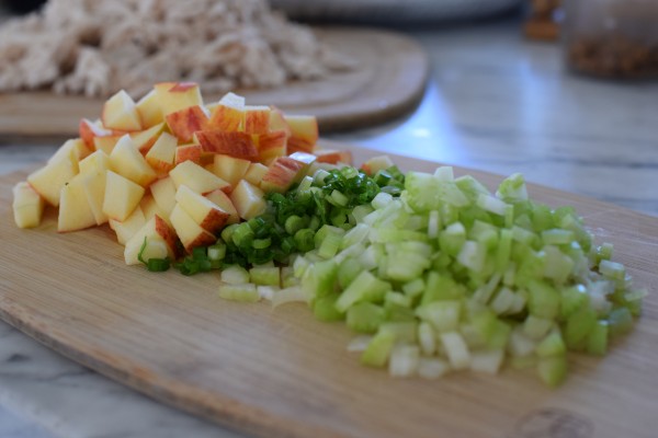 apples, green onions, celery