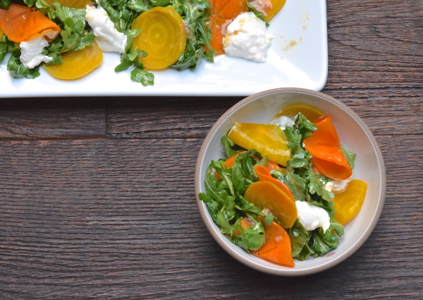 arugula salad with persimmons, golden beets and burrata | pamela salzman