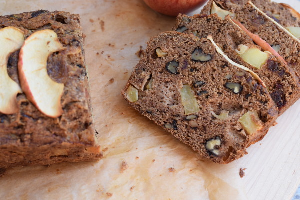 whole grain apple quick bread with almond pulp | pamela salzman