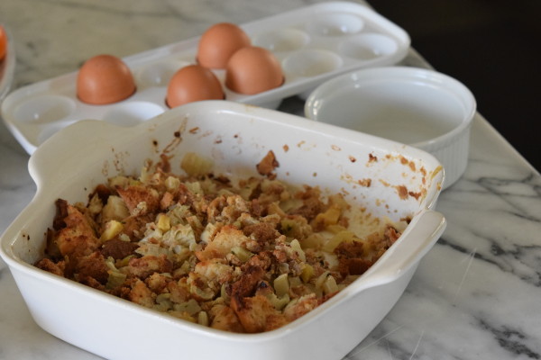 leftover stuffing + beaten eggs = stuffing egg bake