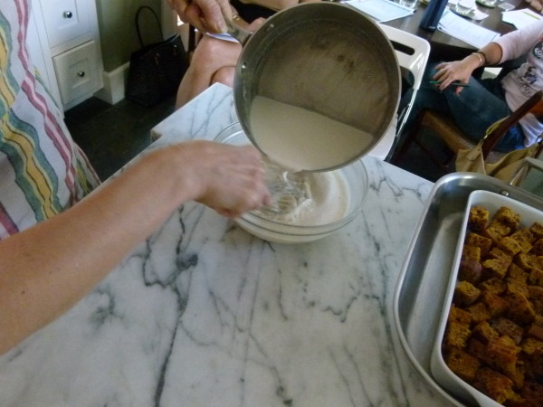 whisk half-and-half mixture into egg mixture