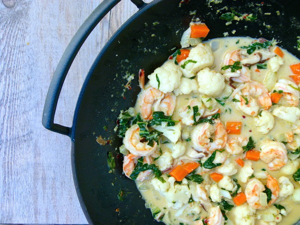 shrimp and vegetable stir fry with coconut-basil sauce | pamela salzman