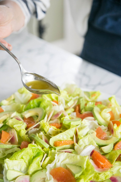 spring salad with orange, avocado, radish and pumpkin seed brittle | pamela salzman